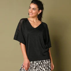 Trui En Vest<Blancheporte Loose trui in Lurex® tricot zwart