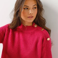 Trui En Vest<Blancheporte Loose trui, lange en ruime mouwen, patenttricot fuchsia