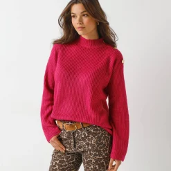 Trui En Vest<Blancheporte Loose trui, lange en ruime mouwen, patenttricot fuchsia
