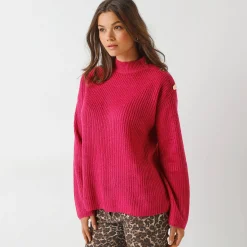 Trui En Vest<Blancheporte Loose trui, lange en ruime mouwen, patenttricot fuchsia