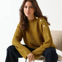 Trui En Vest<Blancheporte Loose trui, lange en ruime mouwen, patenttricot bronskleur