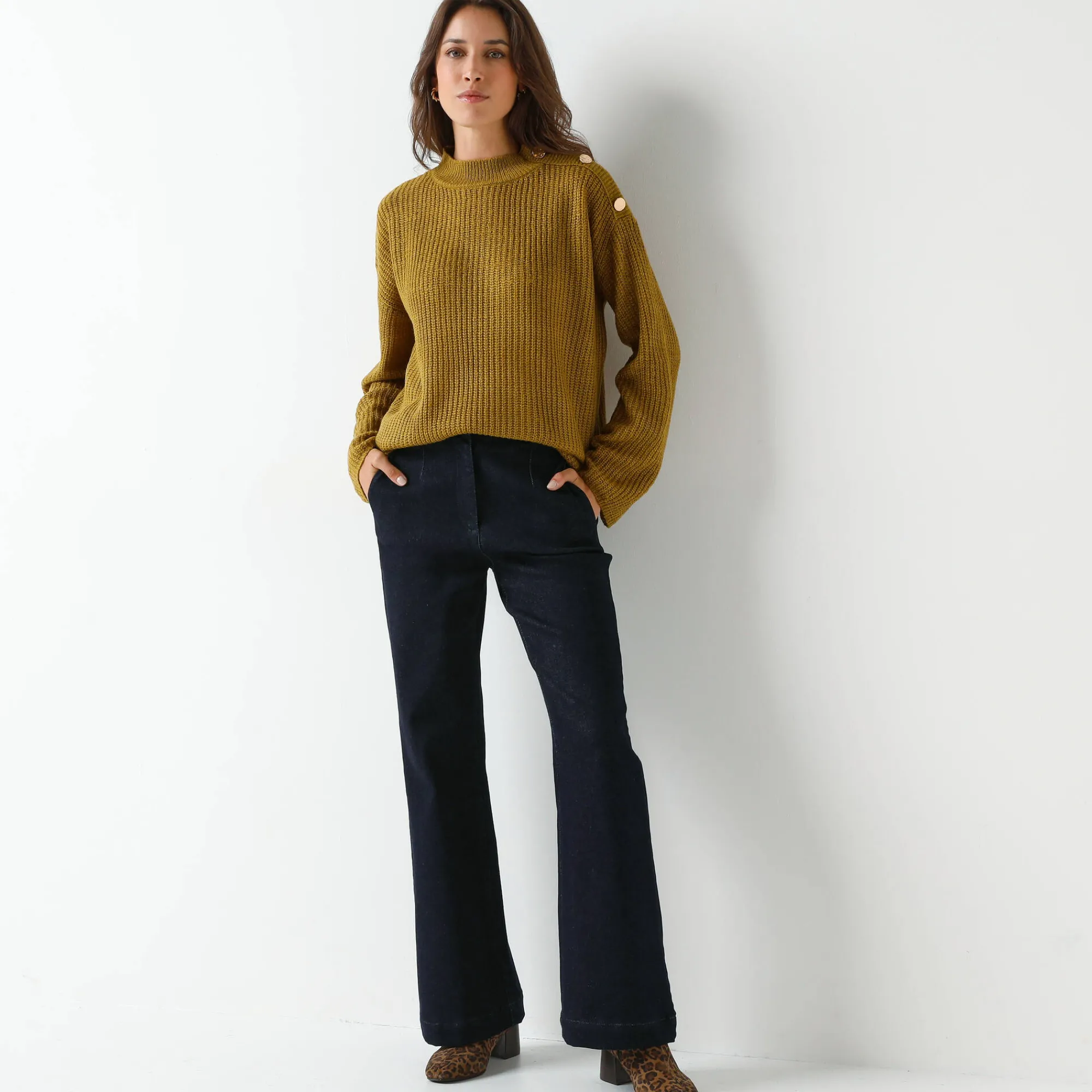 Trui En Vest<Blancheporte Loose trui, lange en ruime mouwen, patenttricot bronskleur