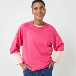 Trui En Vest<Blancheporte Loose trui met ellebooglange mouwen, zachte touch fuchsiaroze