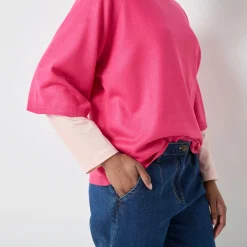 Trui En Vest<Blancheporte Loose trui met ellebooglange mouwen, zachte touch fuchsiaroze