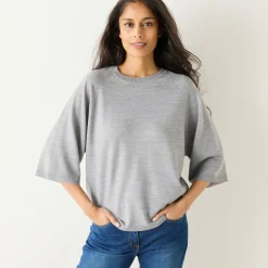 Trui En Vest<Blancheporte Loose trui met ellebooglange mouwen, zachte touch chiné grijs