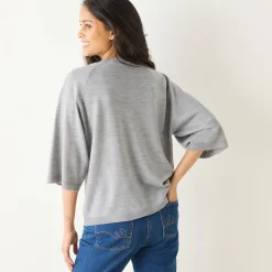 Trui En Vest<Blancheporte Loose trui met ellebooglange mouwen, zachte touch chiné grijs
