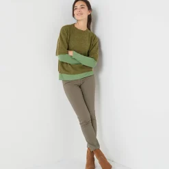Trui En Vest<Blancheporte Loose trui met ellebooglange mouwen, mix van wol en mohair mosgroen
