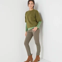 Trui En Vest<Blancheporte Loose trui met ellebooglange mouwen, mix van wol en mohair mosgroen