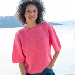 Trui En Vest<Blancheporte Loose trui met ellebooglange mouwen, mix van wol en mohair roze