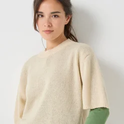 Trui En Vest<Blancheporte Loose trui met ellebooglange mouwen, mix van wol en mohair beige