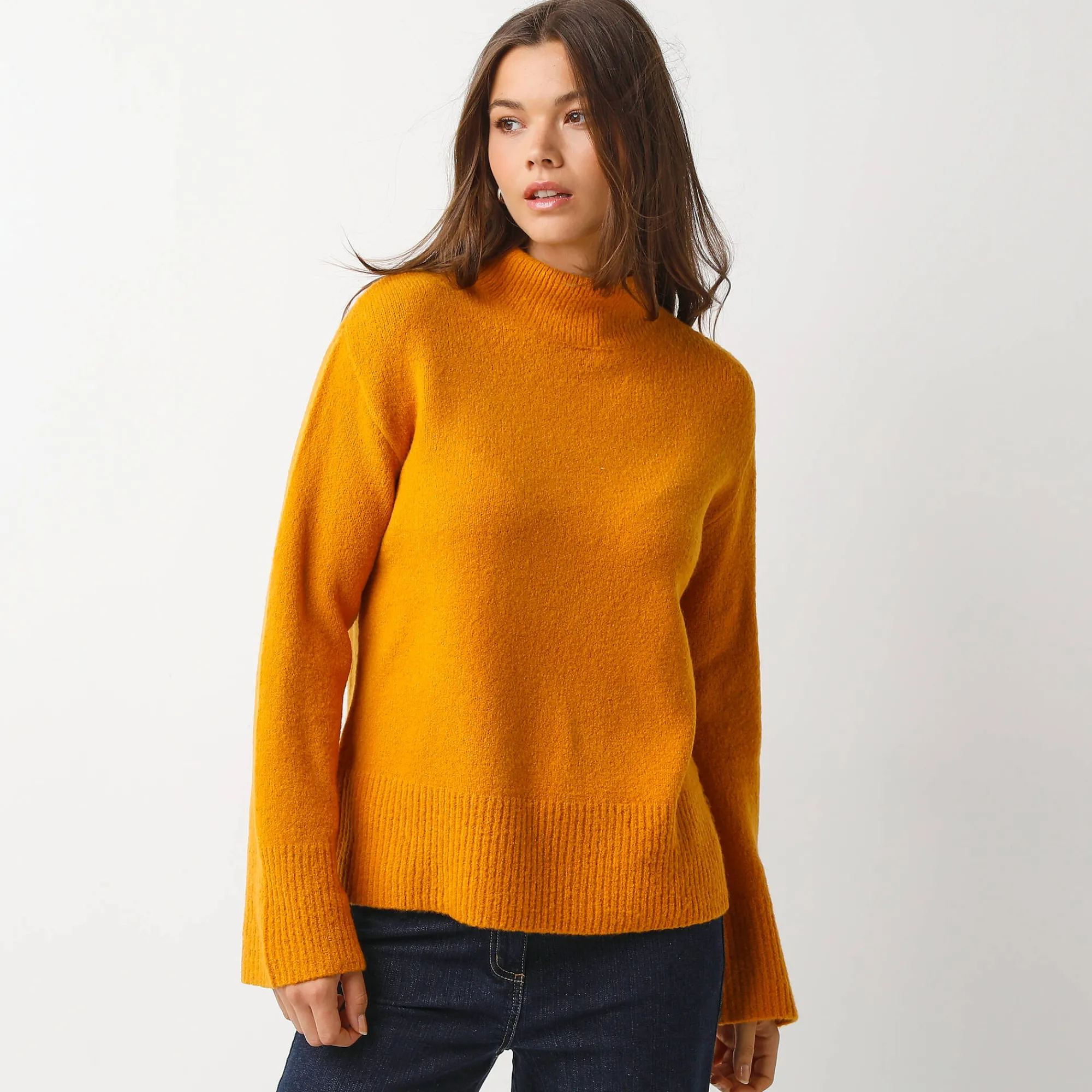 Trui En Vest<Blancheporte Loose trui met opstaande kraag, ruime mouwen geel