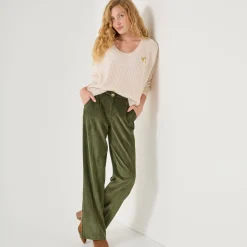 Trui En Vest<Blancheporte Loose trui met V-hals en geborduurde hartjes, patenttricot ecru