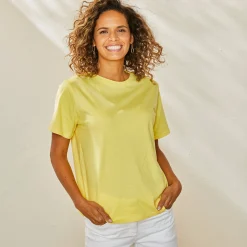 T-Shirt En Topje<Blancheporte Loose' T-shirt in katoen, effen lichtgeel
