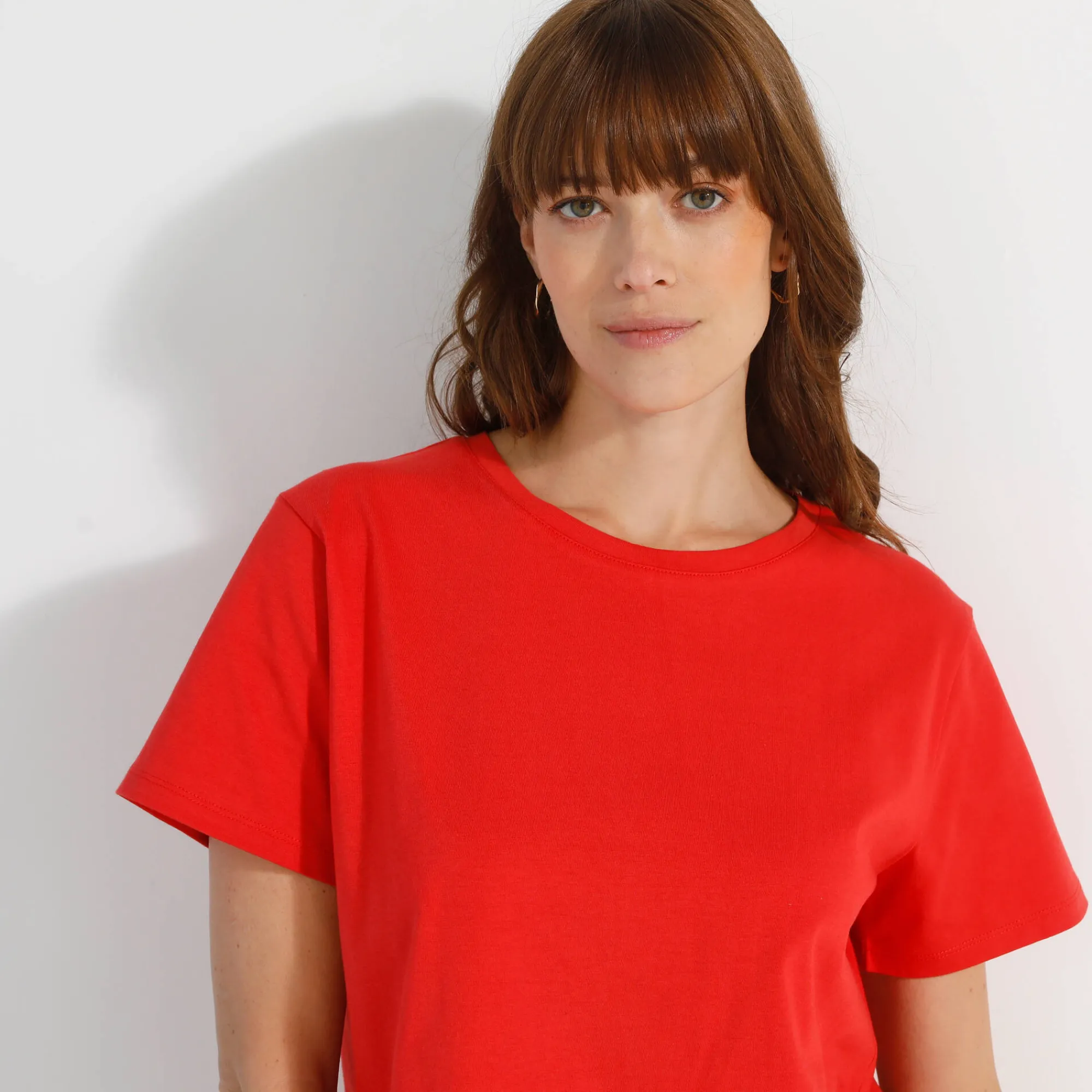 T-Shirt En Topje<Blancheporte Loose' T-shirt in katoen, effen klaproosrood