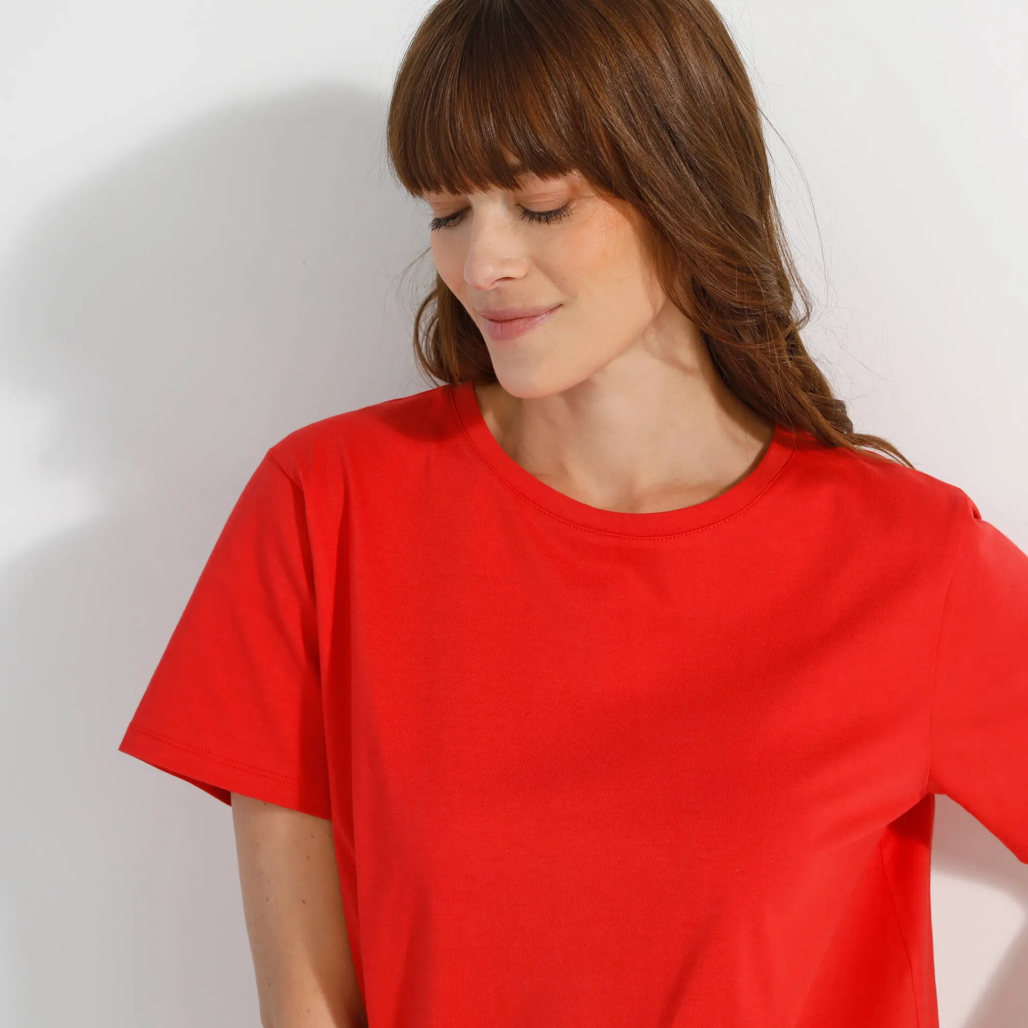 T-Shirt En Topje<Blancheporte Loose' T-shirt in katoen, effen klaproosrood