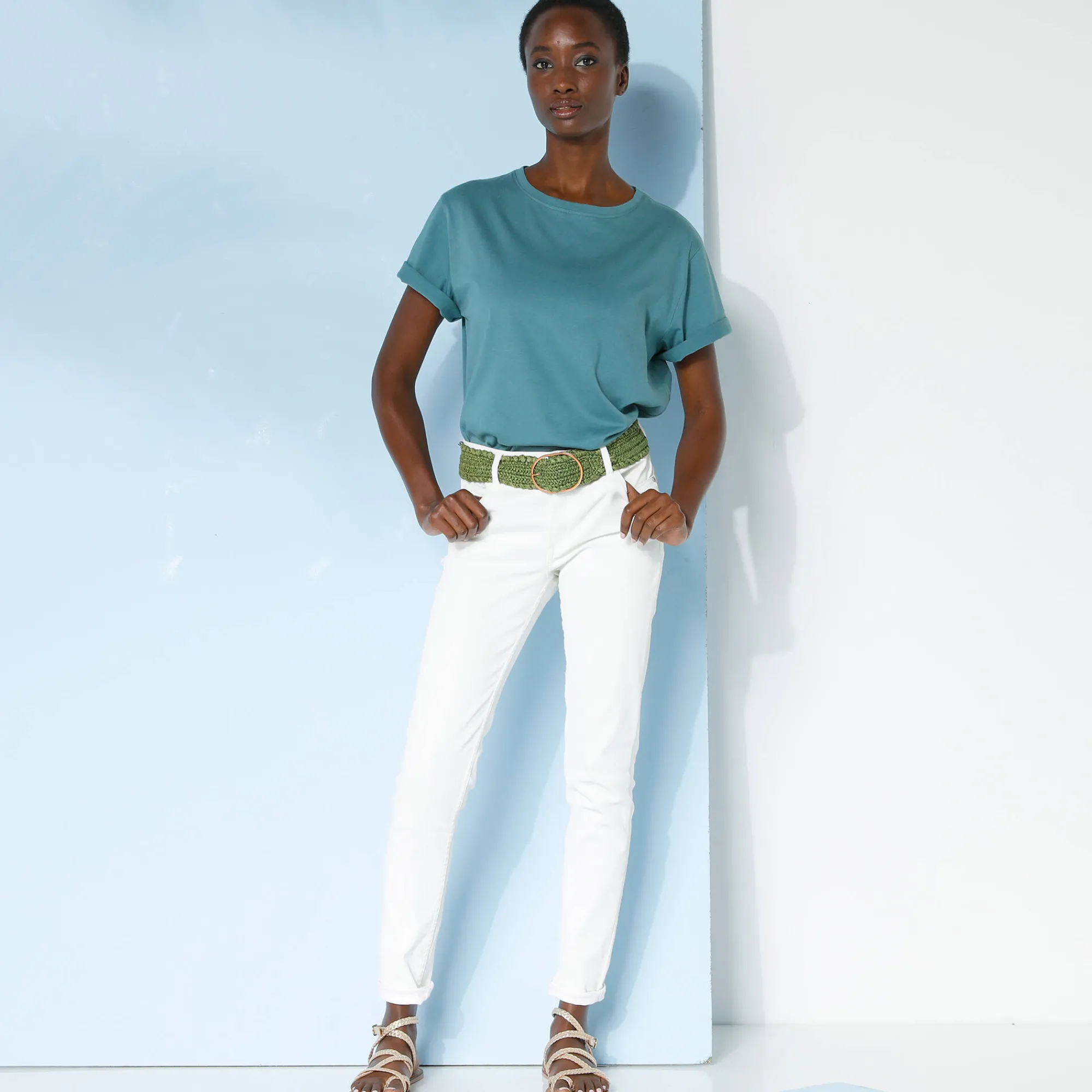 T-Shirt En Topje<Blancheporte Loose' T-shirt in katoen, effen grijsgroen