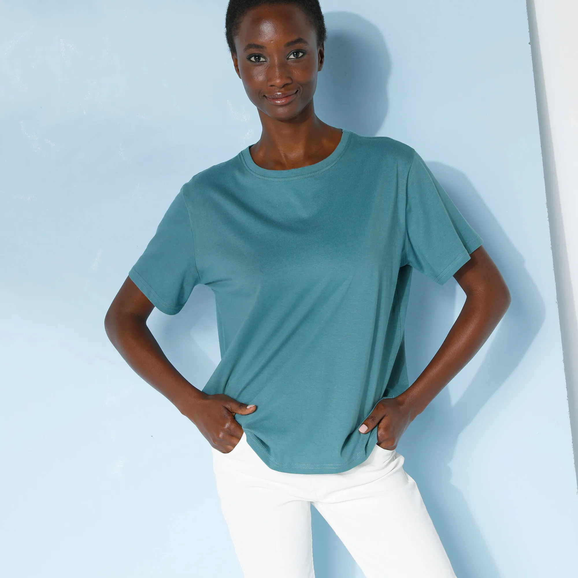 T-Shirt En Topje<Blancheporte Loose' T-shirt in katoen, effen grijsgroen