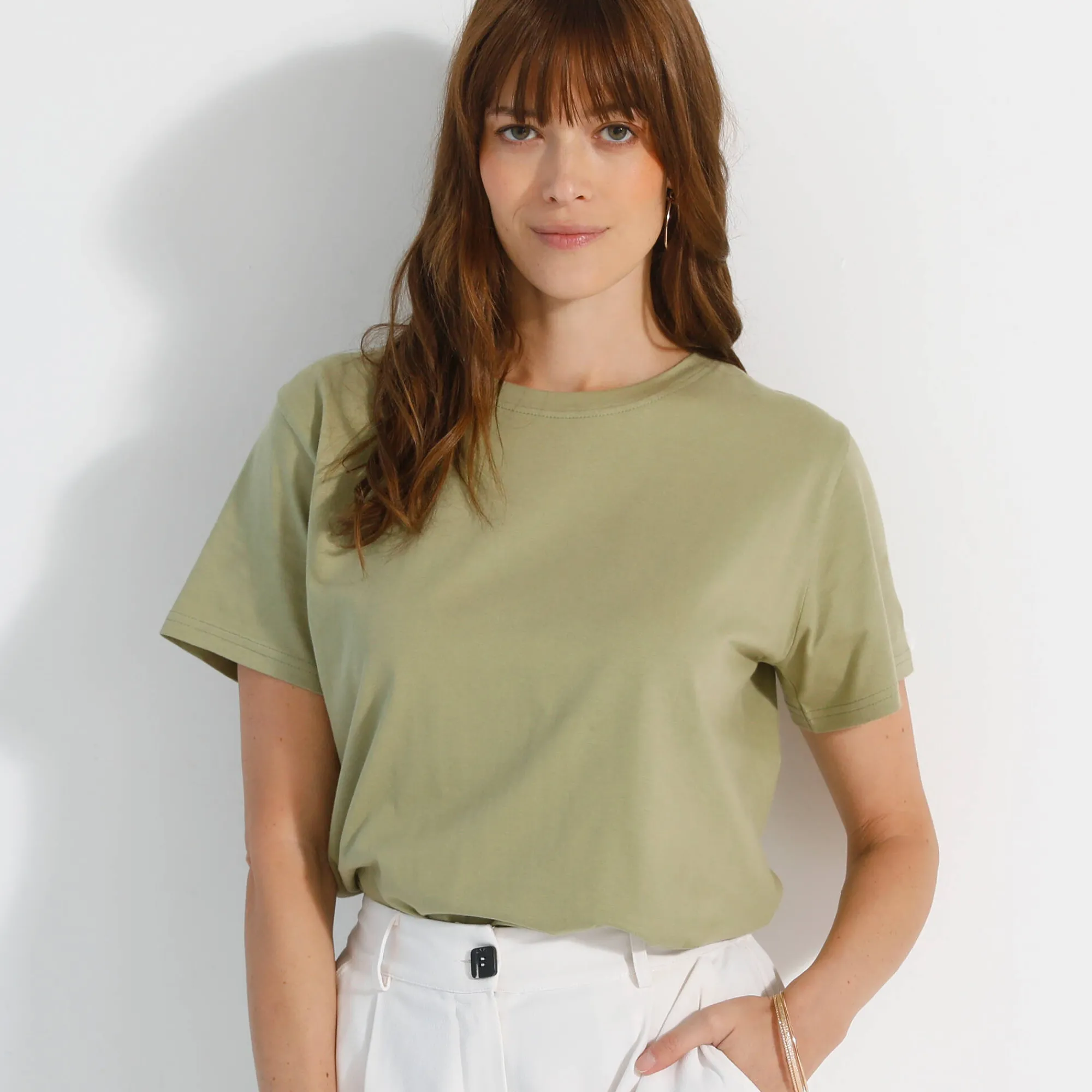 T-Shirt En Topje<Blancheporte Loose' T-shirt in katoen, effen lichtkaki