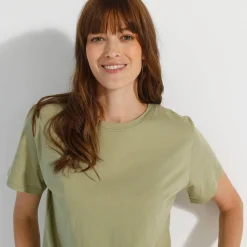T-Shirt En Topje<Blancheporte Loose' T-shirt in katoen, effen lichtkaki