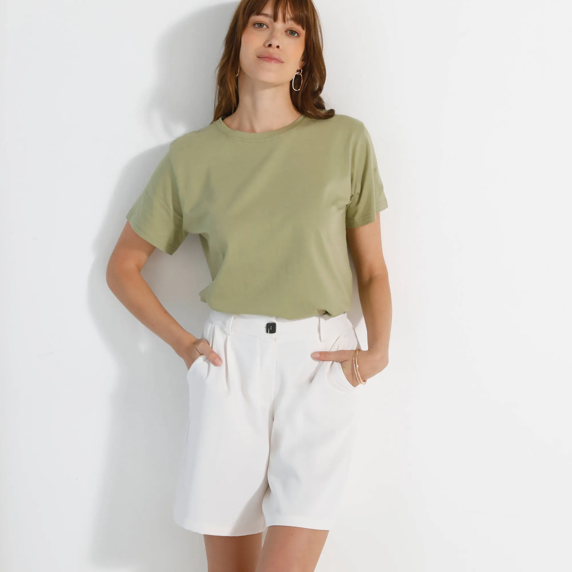 T-Shirt En Topje<Blancheporte Loose' T-shirt in katoen, effen lichtkaki