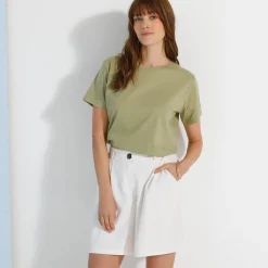 T-Shirt En Topje<Blancheporte Loose' T-shirt in katoen, effen lichtkaki