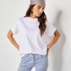 T-Shirt En Topje<Blancheporte Loose' T-shirt in katoen, effen wit