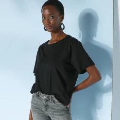 T-Shirt En Topje<Blancheporte Loose' T-shirt in katoen, effen zwart