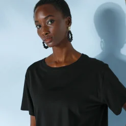 T-Shirt En Topje<Blancheporte Loose' T-shirt in katoen, effen zwart