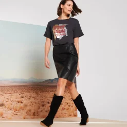 T-Shirt En Topje<Blancheporte Loose T-shirt met letterprint antraciet