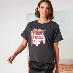 T-Shirt En Topje<Blancheporte Loose T-shirt met letterprint antraciet