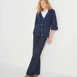 Trui En Vest<Blancheporte Loose vest met knopen, 7/8-mouwen marine