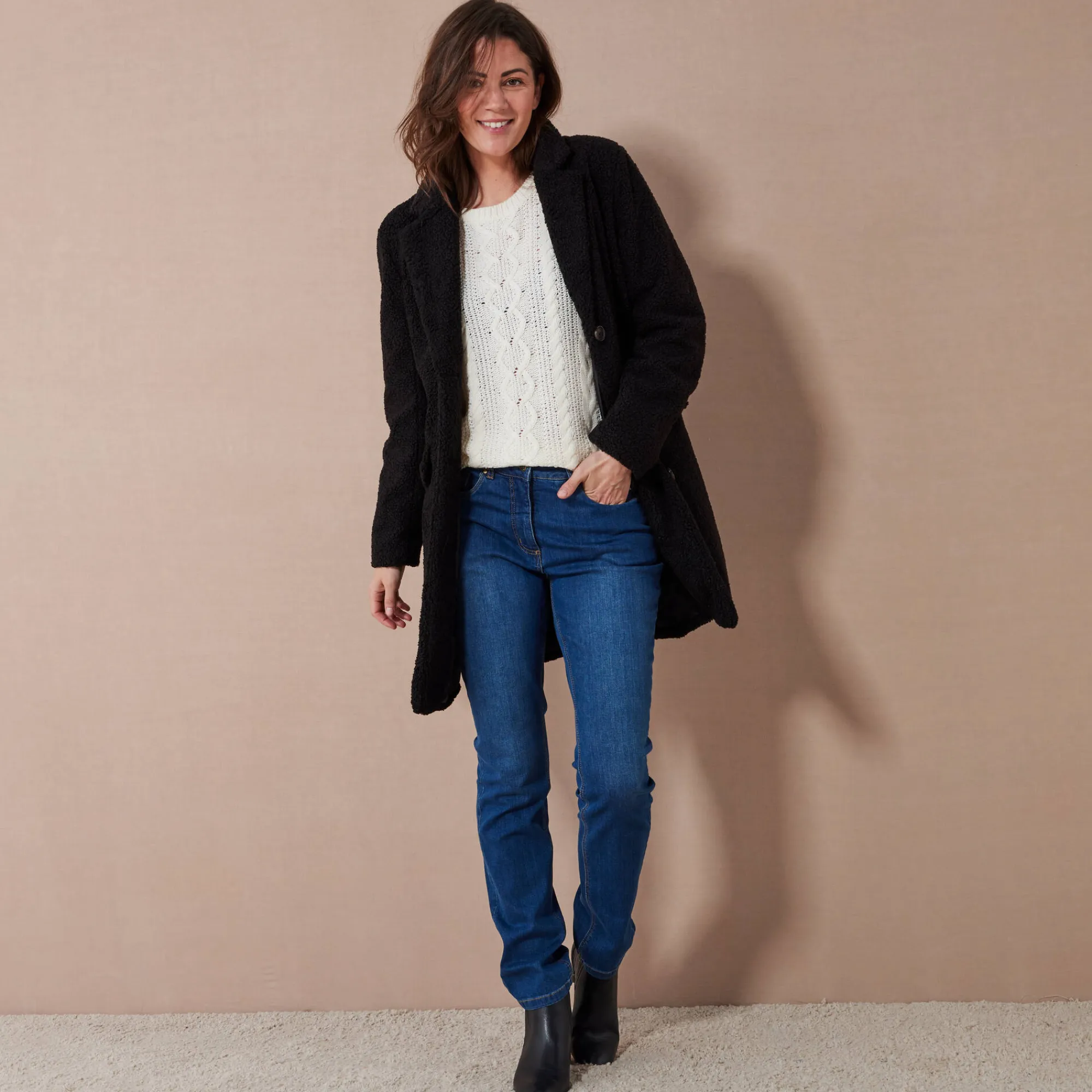 Jas En Mantel<Blancheporte Mantel in lusjestricot zwart