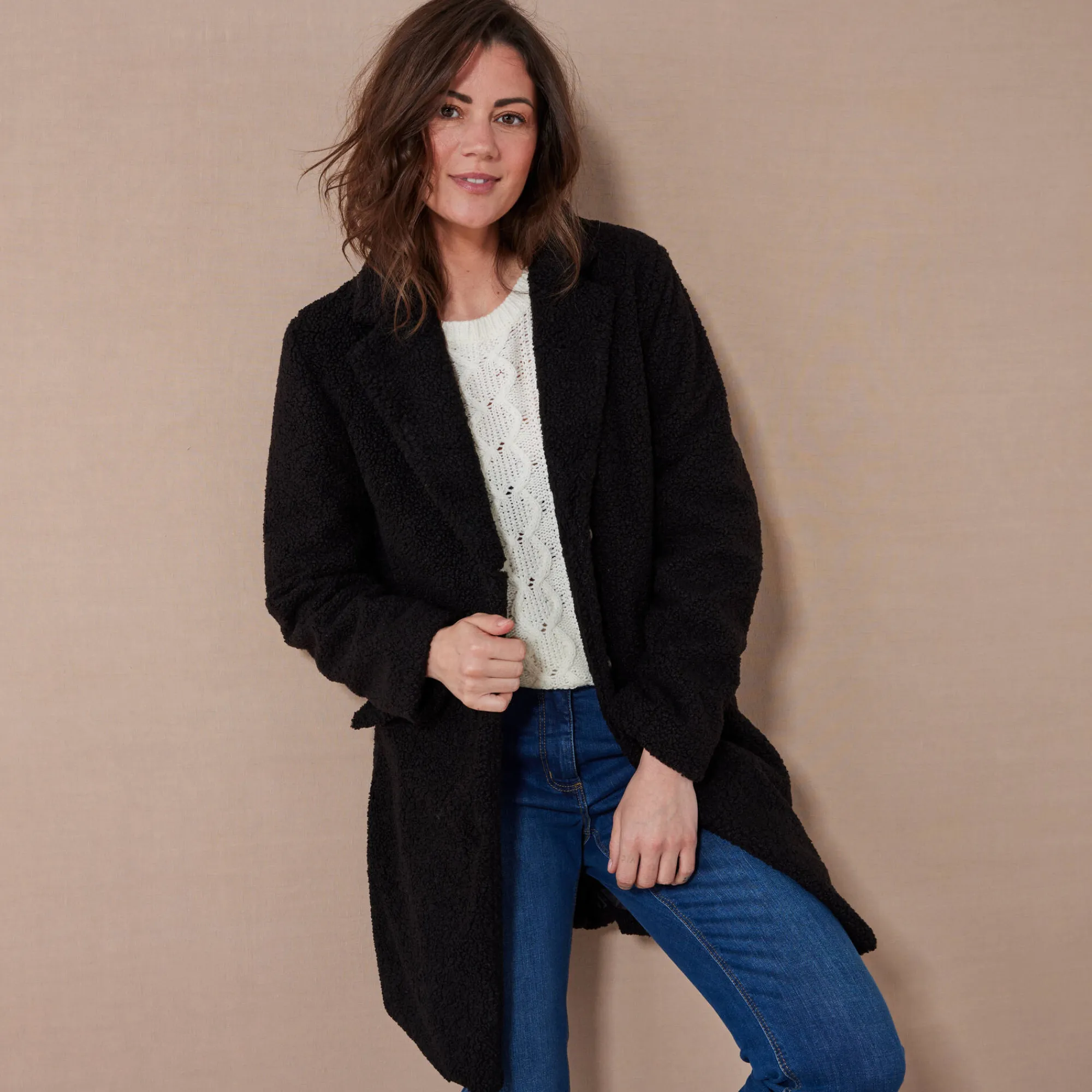 Jas En Mantel<Blancheporte Mantel in lusjestricot zwart