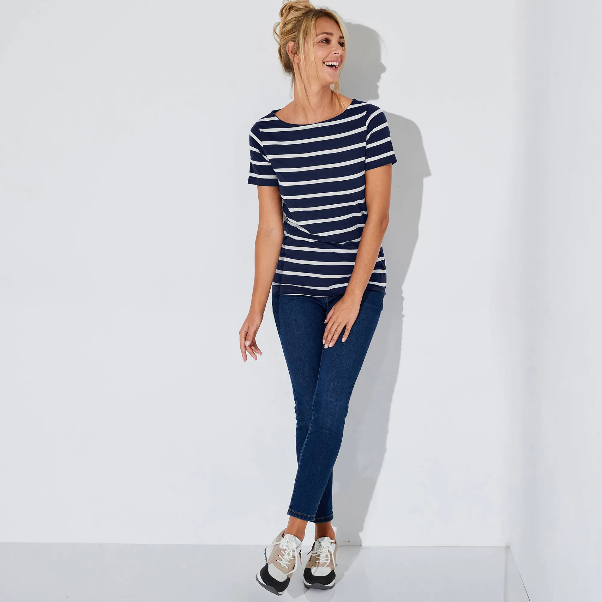 T-Shirt En Topje<Blancheporte Marineshirt, korte mouwen marine / wit