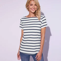 T-Shirt En Topje<Blancheporte Marineshirt, korte mouwen wit / marine