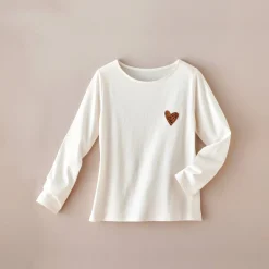T-Shirt En Topje<Blancheporte Marineshirt met lange mouwen, geborduurd hartje in effen of luipaard ecru / chocolade