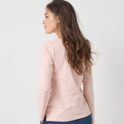 T-Shirt En Topje<Blancheporte Marineshirt met lange mouwen, geborduurd hartje in effen of luipaard zachtroze