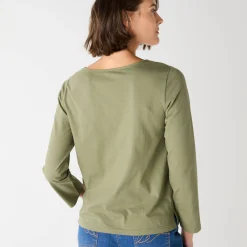 T-Shirt En Topje<Blancheporte Marineshirt met lange mouwen, geborduurd hartje in effen of luipaard kaki / chocolade