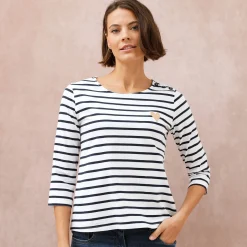 T-Shirt En Topje<Blancheporte Marine-T-shirt met goudkleurig hartborduursel wit / marine