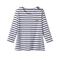 T-Shirt En Topje<Blancheporte Marine-T-shirt met goudkleurig hartborduursel wit / marine