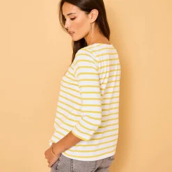 T-Shirt En Topje<Blancheporte Marine-T-shirt met goudkleurig hartborduursel wit / anijs