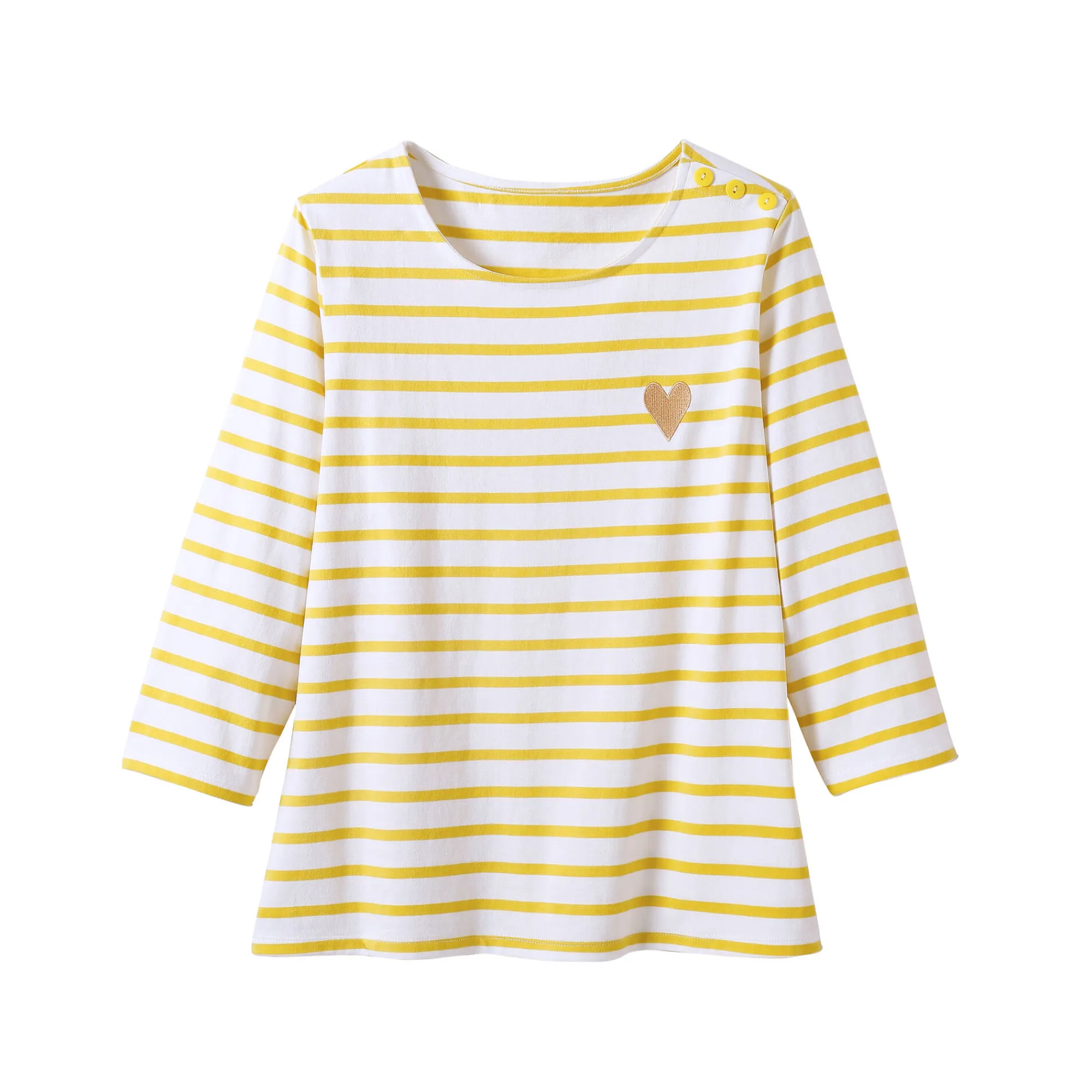 T-Shirt En Topje<Blancheporte Marine-T-shirt met goudkleurig hartborduursel wit / anijs