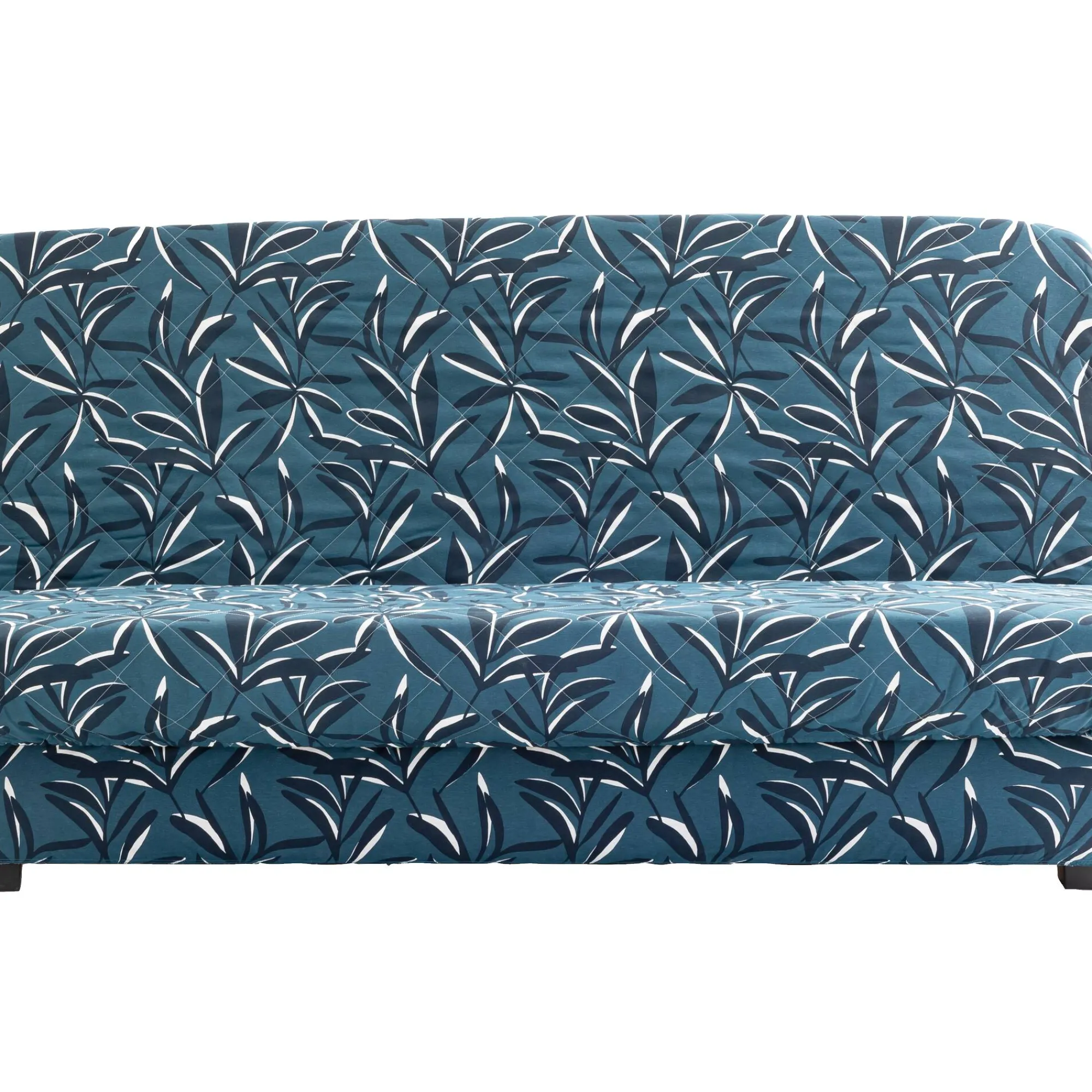 Zitbankhoes<Blancheporte Matelasserde hoes voor clic-clac met bladerenprint blauw