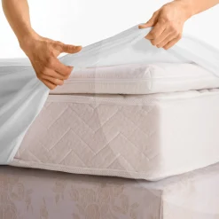 Matrasbeschermer<Conforlux Matrasbeschermer in absorberend molton 400 g/m2, hoes 40 cm wit