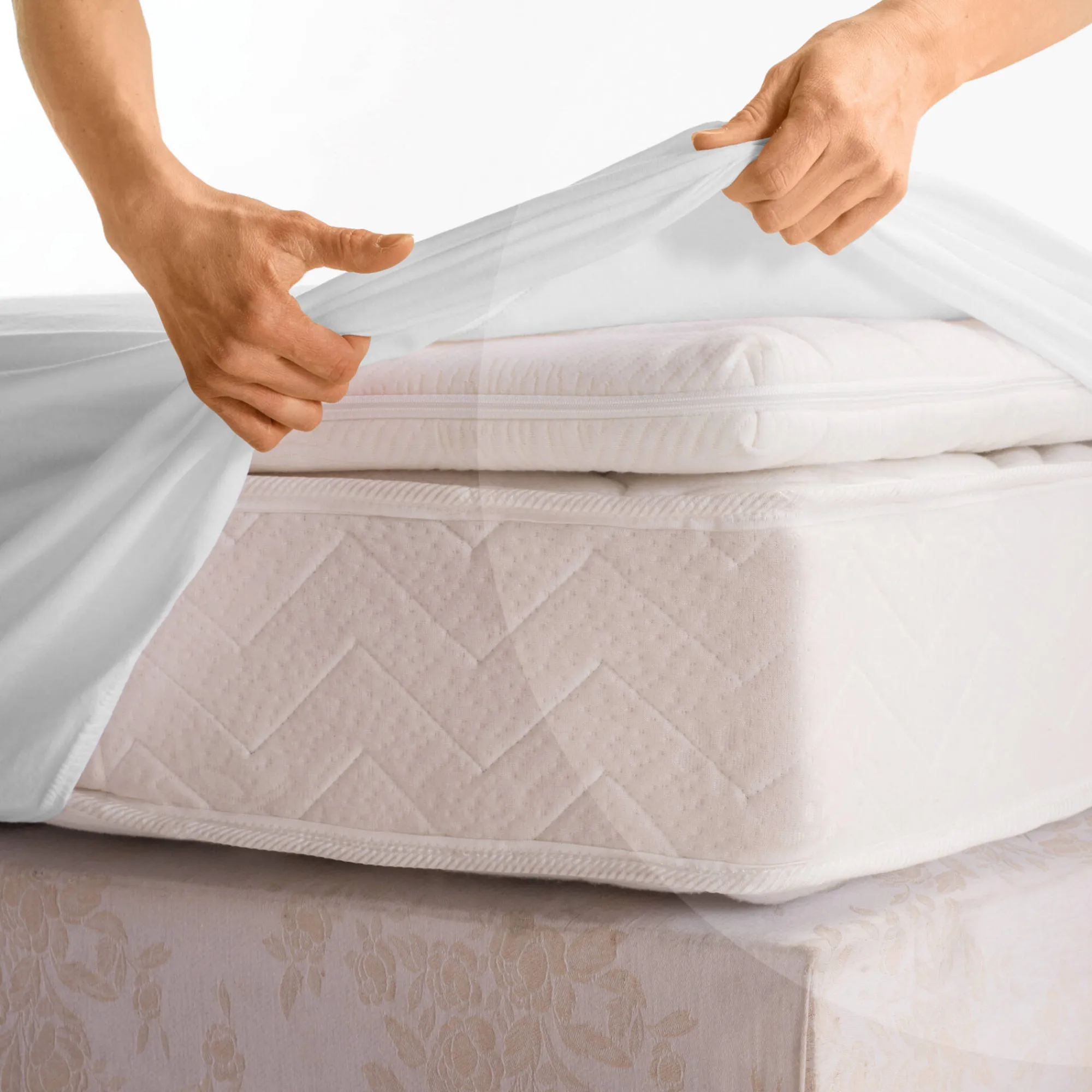 Matrasbeschermer<Blancheporte Matrasbeschermer in ondoorlatend molton, hoesmodel, voor dikke matras wit