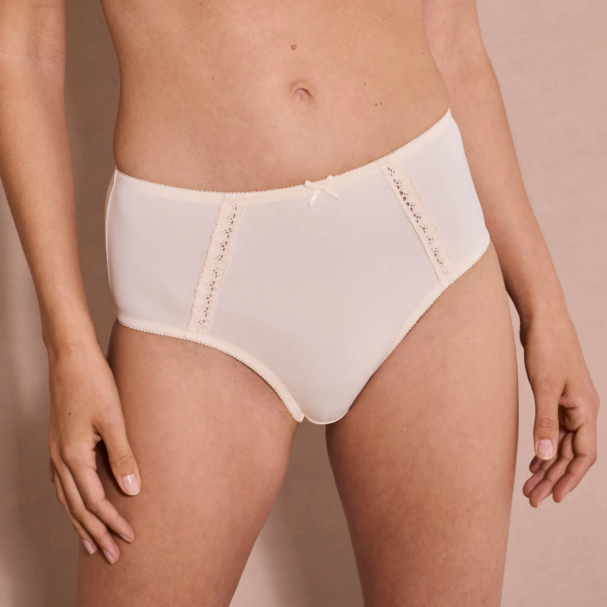 Slip En Shorty<Blancheporte Maxislip in ajourkatoen - Set van 2 grijsroze + ivoorkleur