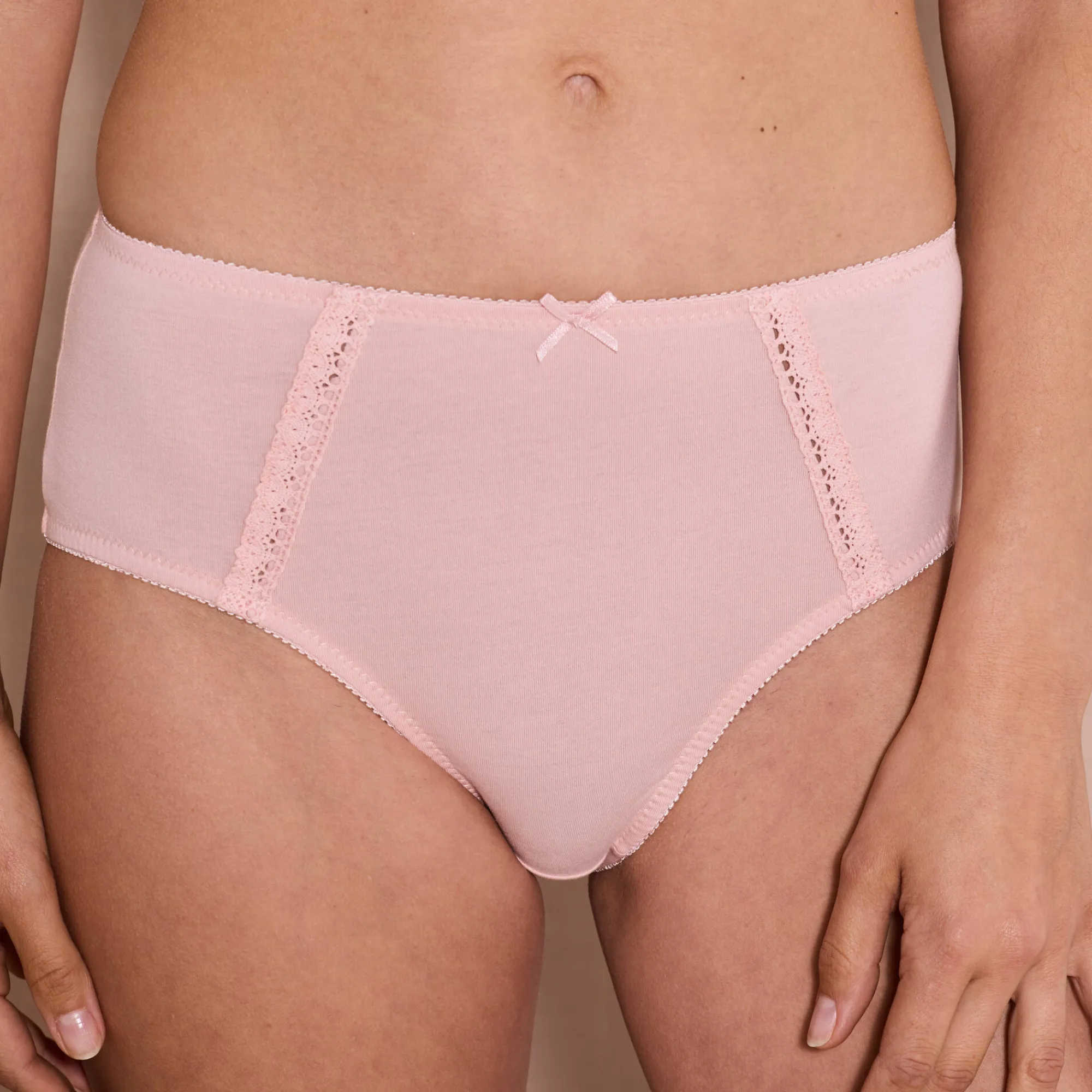 Slip En Shorty<Blancheporte Maxislip in ajourkatoen - Set van 2 grijsroze + ivoorkleur