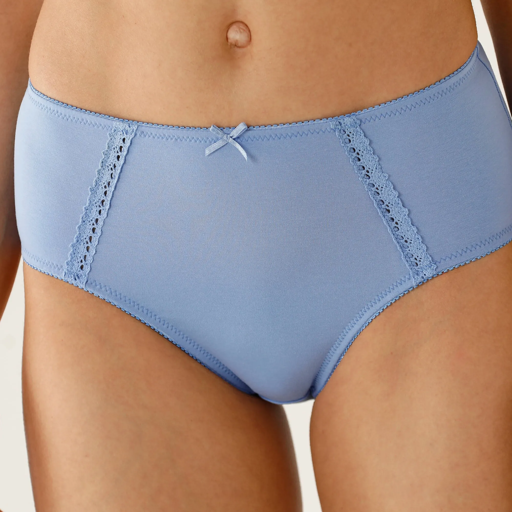 Slip En Shorty<Blancheporte Maxislip in ajourkatoen - Set van 2 blauw + parma