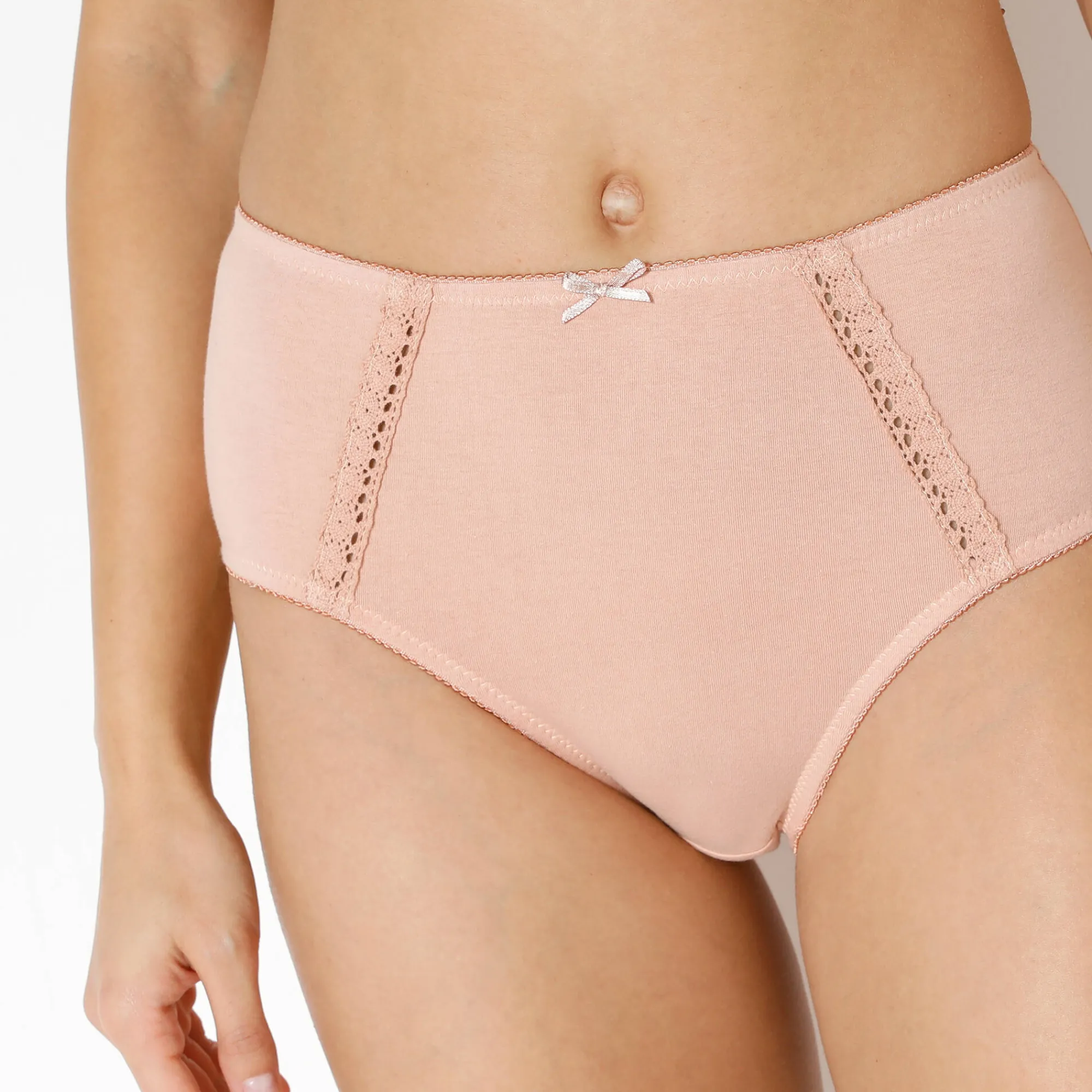 Slip En Shorty<Blancheporte Maxislip in ajourkatoen - Set van 2 hazelnootbruin + poeder
