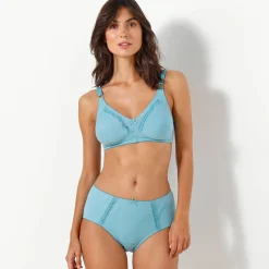 Slip En Shorty<Blancheporte Maxislip in ajourkatoen - Set van 2 blauw + lavendel